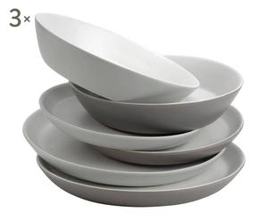 Servizio di piatti in gres bianco e grigio - 18 pz