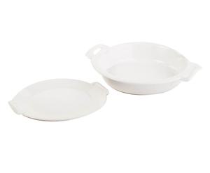 Set di 2 piatti ovali in porcellana belle cuisine - 23x21x2 cm