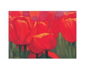 Stampa su pannello mdf Red time for tulips - 100x70 cm