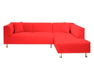 Divano in ecopelle con chaise longue a destra CAMILLA rosso - 230x75x170 cm