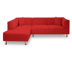 Divano in ecopelle con chaise longue a sinistra CAMILLA rosso - 230x75x170 cm