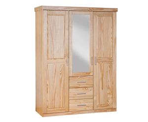 armadio in legno massello con specchiera country - 141x190x55 cm