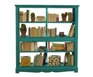libreria a giorno in legno massello Margot verde - 155x165x50 cm
