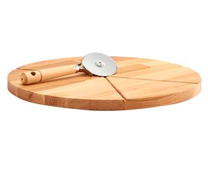 Tagliere in legno di faggio con rotella tagliapizza - 35x2 cm