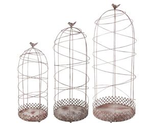 Set di 3 voliere decorative in metallo anticato Birds