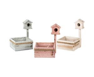 Set di 3 portavasi in legno Bird House - 20x10x50 cm