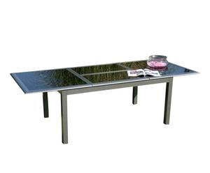tavolo allungabile in alluminio e top in vetro mary - max 100x240x75 cm