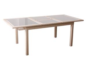 tavolo allungabile in alluminio e top in vetro isadora bianco - max 210x90x74 cm