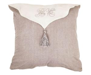 Cuscino in lino e cotone con nappina May initial - 42X42 cm