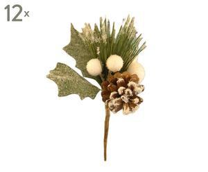 set di 12 rametti decorativi innevati amaryllis - d 10/h 15 cm