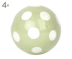 set di 4 pomelli in ceramica dot verde - d 3,3 cm