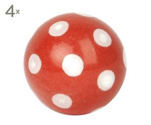 set di 4 pomelli in ceramica dot rosso - d 3,3 cm