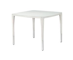 tavolo con top in cristallo SLIM LINE chalk - 100x100x75 cm