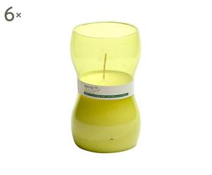 Set di 6 vasi in plastica con candela citronella Party giallo - 9x15 cm