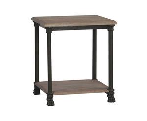 Tavolino in quercia e metallo Lion - 55x60x55 cm