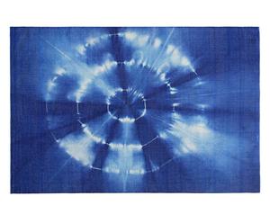tappeto in lana e cotone ikat blu - 140x200 cm