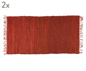 coppia di tappeti in juta e cotone basic rosso - 60x90 cm