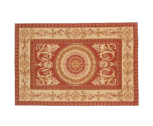 tappeto in pura lana NEEDLE POINT mattone/beige - 183x122 cm