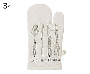 set di 3 guanti da forno in cotone la cuisine - 15x32 cm