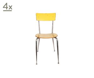 Set di 4 sedie in formica e ferro gialle - 37x80x37 cm