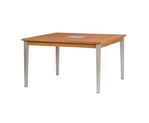 tavolo quadrato in teak e alluminio quasar - 130x75x130 cm