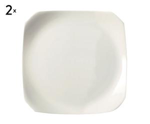 coppia di piatti quadrati in fine bone china set - d 30 cm