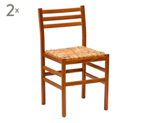set di 2 sedie in faggio e paglia Linda ciliegio - 43x80x47 cm