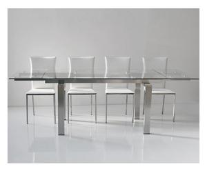 tavolo allungabile in acciaio inox e top in cristallo ileana - max 240x77x90 cm