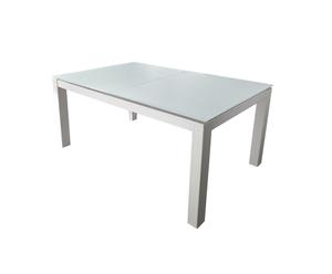 tavolo estensibile in cuoio rigenerato e vetro violante bianco - 230-170x90x76 cm