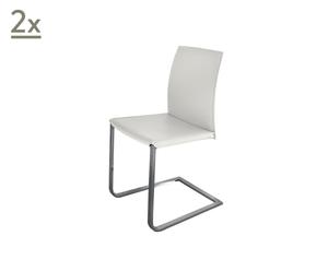 coppia di sedie in cuoio rigenerato elios bianco - 42x54x81 cm