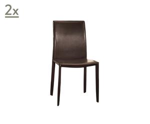 coppia di sedie in cuoio rigenerato Olivia cioccolato - 46x56x90 cm