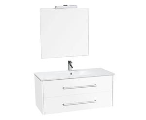 mobile bagno con cassetti eric + specchio bianco - 100x45x45 cm