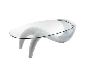 tavolino in vetro e resina SIRIO bianco - 40x125x67 cm