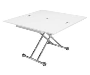 tavolo in metallo cromato e mdf FLEXY bianco - 114x77x120 cm