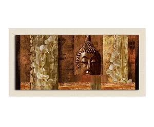 Stampa su pannello in legno con cornice Buddha Flowers - 110x60 cm