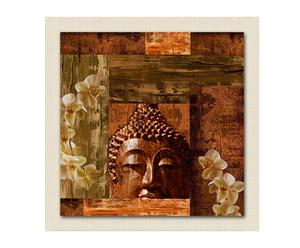 Stampa su pannello in legno con cornice Buddha Flowers II - 60x60 cm