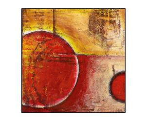 Stampa su pannello in legno Abstract Red Circles I - 50x50 cm