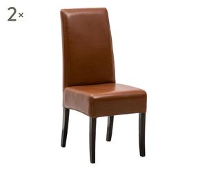 Set di 2 sedie in faggio e ecopelle marrone - 54x100x47 cm