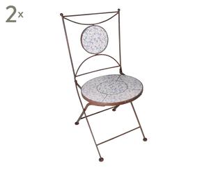 Set di 2 sedie in ferro battuto e ceramica Antiqua - 40x87 cm
