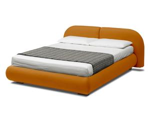 letto contenitore matr. in ecopelle candy arancione - 224x83x205 cm