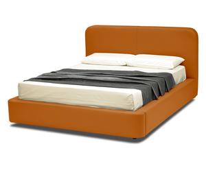 letto contenitore matr. in ecopelle pegasus arancione - 217x110x185 cm