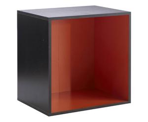 Cubo/mensola in mdf Simply nero e rosso - 40x40x30 cm
