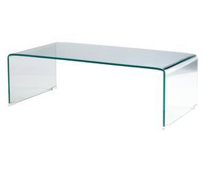 Tavolino in vetro curvato bridge trasparente - 110x35x55 cm