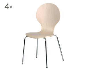Set di 4 sedie Mika in multistrato naturale - 45x88x49 cm