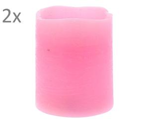 Coppia di candele elettriche in cera rosa - 10x8 cm