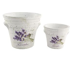 Set di 2 vasi in terracotta con decoro stilizzato lavanda - max d 28/h 25 cm