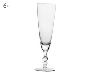 Set di 6 flute per champagne in vetro brillante - 200 cc