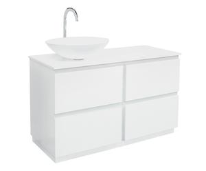 Mobile bagno a 4 cassetti e lavabo Margherita bianco - 120x47x90 cm