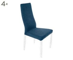 Set di 4 fodere per sedia in tessuto misto blu notte - 53x49x91 cm
