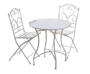 Tavolo con 2 sedie in metallo e legno bianco paris